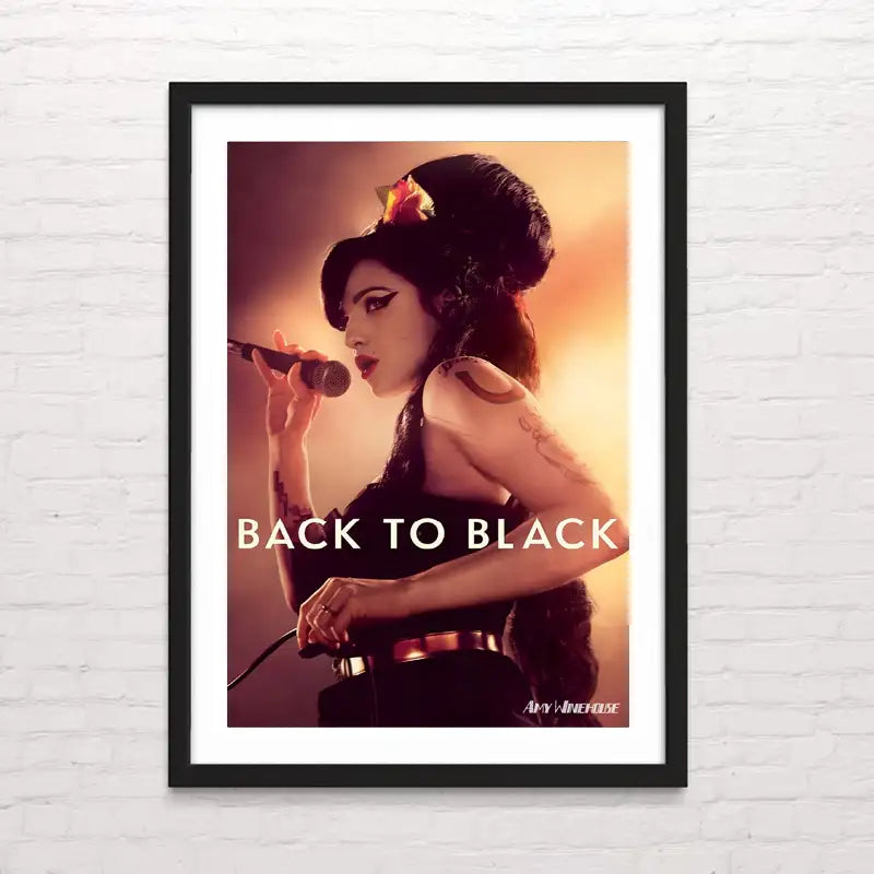 Póster de Amy Winehouse Back to Black, álbum icónico del soul y jazz contemporáneo, disponible en Posterinc.