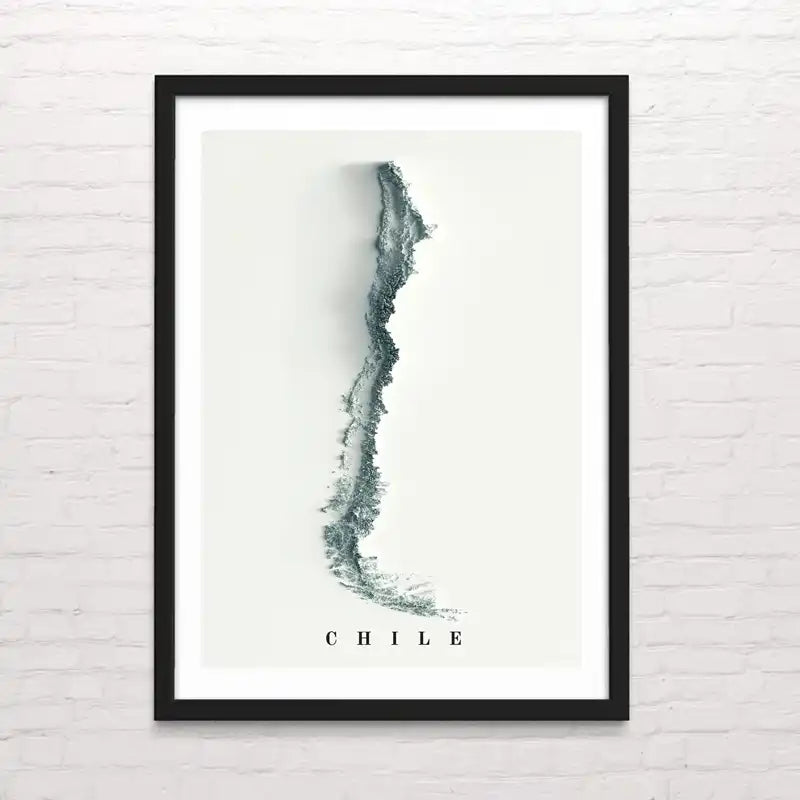 Póster artístico de Mapa de Chile tipo galería – reproducción en alta definición