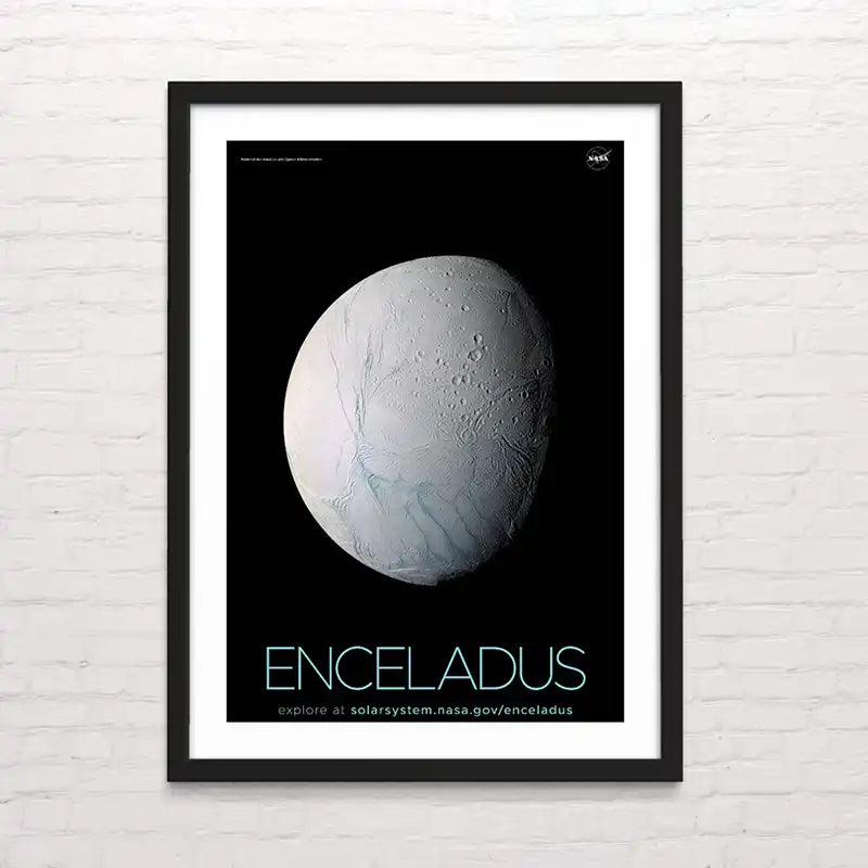 Póster del planeta Enceladus – decoración temática del Sistema Solar