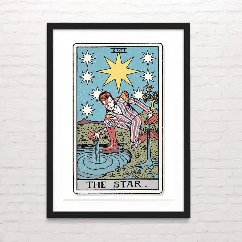Póster de carta del tarot estilo cómic – impresión en alta calidad. The Star David Bowie