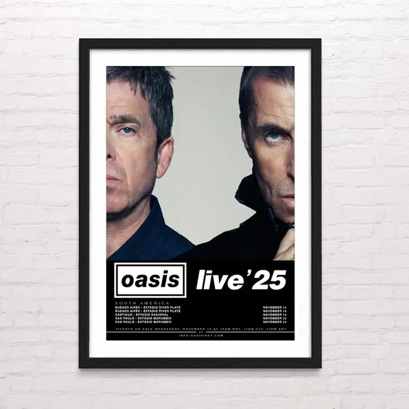 Póster de banda pop- Oasis – ilustración moderna y elegante. Posterinc.cl