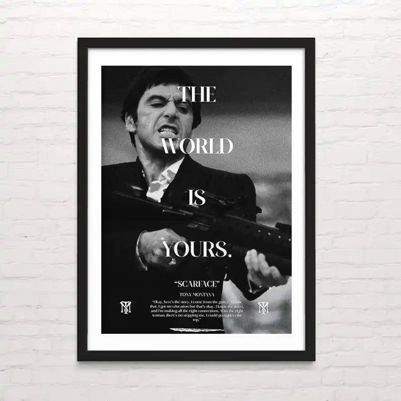 Scarface: The World Is Yours. Póster estilo afiche antiguo – diseño cinematográfico clásico