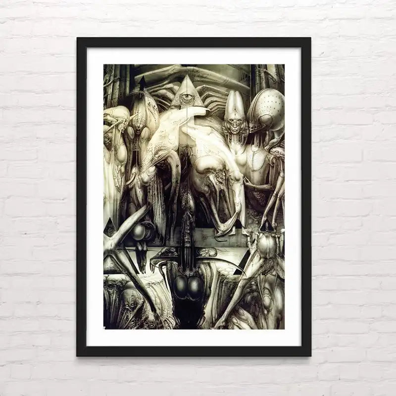 Aleph Arte oscuro futurista tipo Giger – diseño detallado para decoración