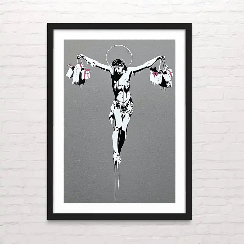 Póster Banksy Christ with shopping bags Posterinc.cl
