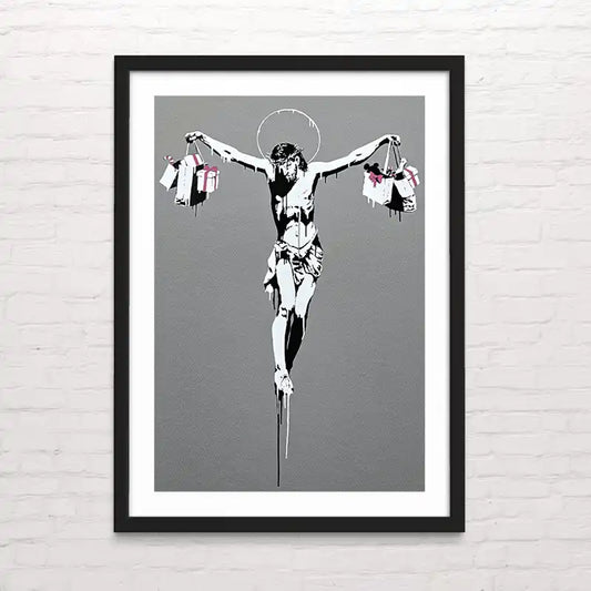 Póster Banksy Christ with shopping bags Posterinc.cl