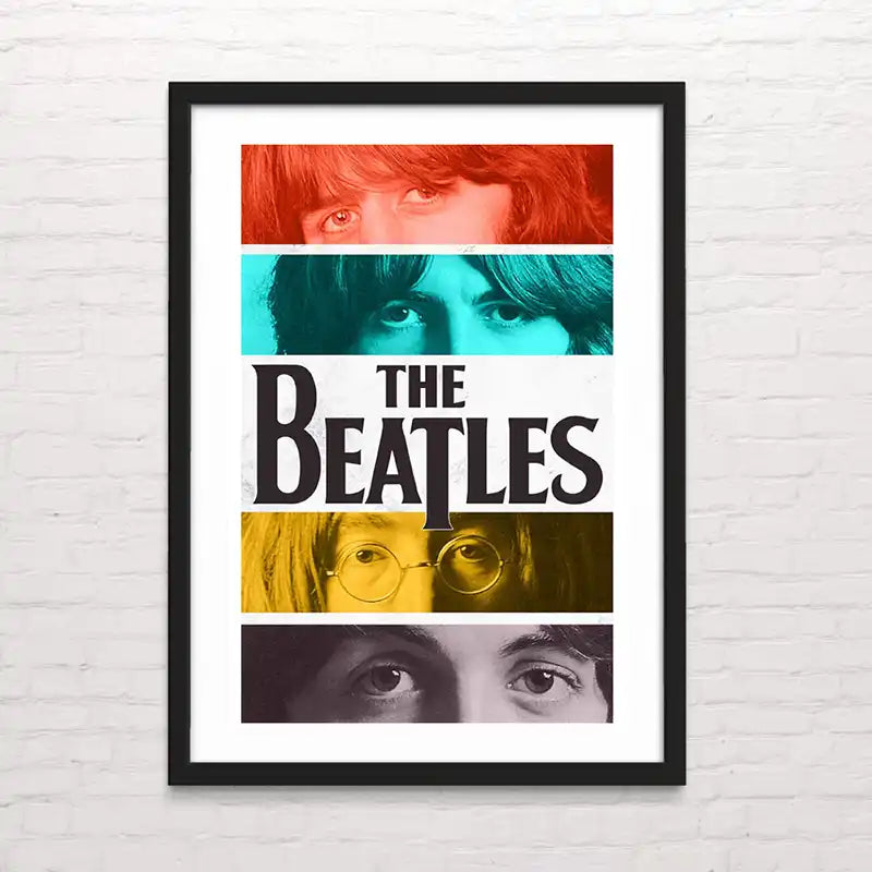 Póster musical de the beatles con fondo artístico – impresión de alta calidad
