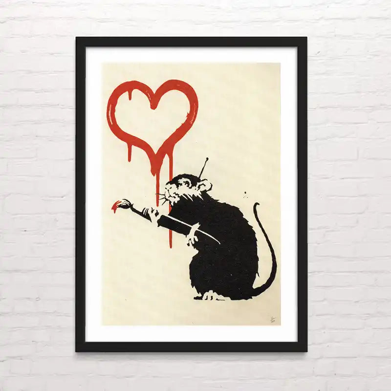 Póster de Banksy "love rat"– arte callejero para decoración mural