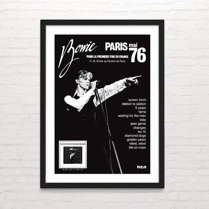 Póster de David Bowie - Paris 1976 en estilo artístico – impresión de alta definición