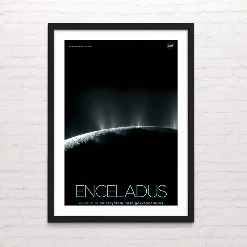Póster del planeta Enceladus vista desde el espacio – impresión detallada
