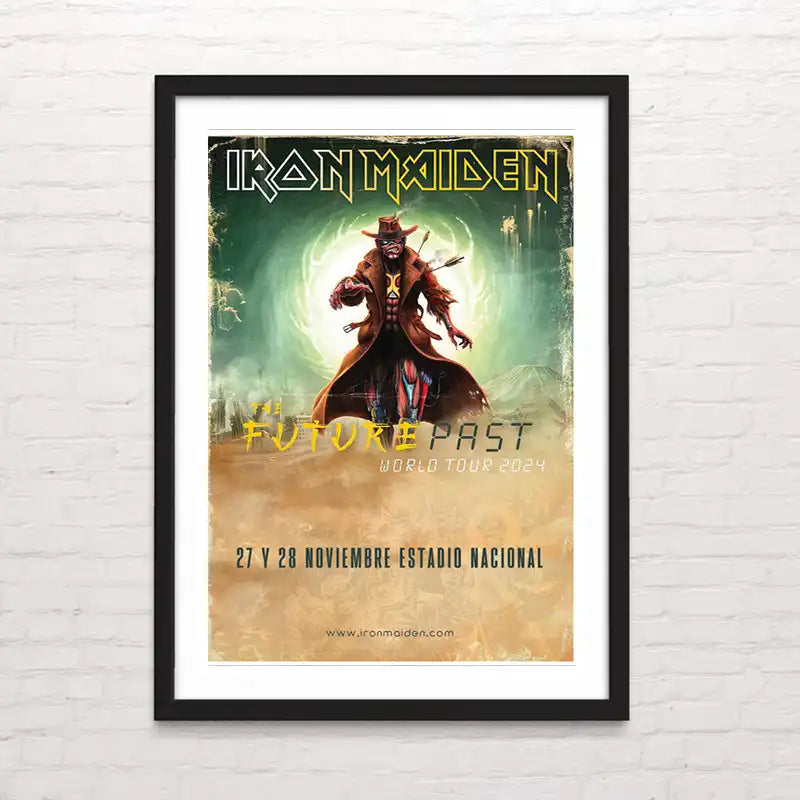 Póster musical Iron Maiden - Future Past World Tour con fondo artístico – impresión de alta calidad
