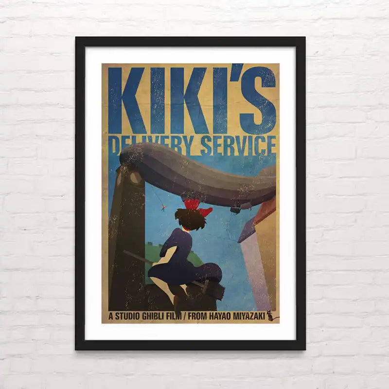 Póster decorativo de Kiki's Delivery Service – arte mural inspirado en Studio Ghibli