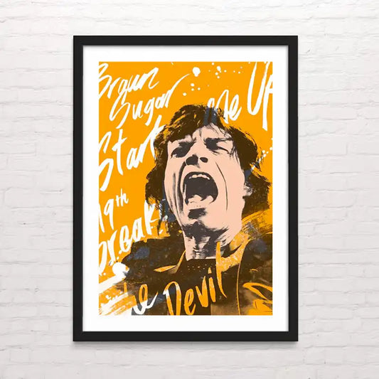 Póster de músico de rock Mick Jagger en escena – impresión vibrante
