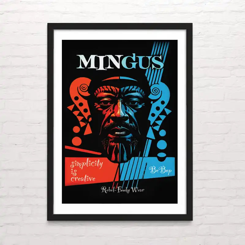 “Diseño tipo cartel con elementos icónicos del jazz: saxofón, piano y trompeta.