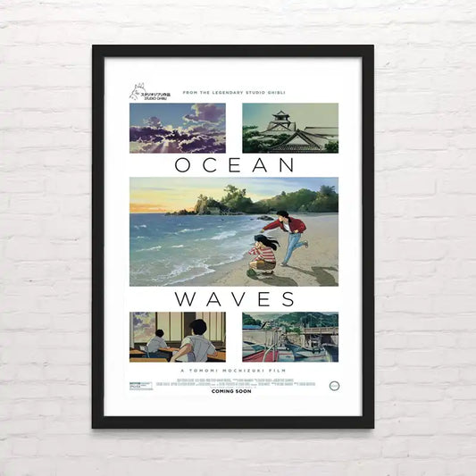 Póster retro de  Ocean waves– arte Ghibli para decoración mural