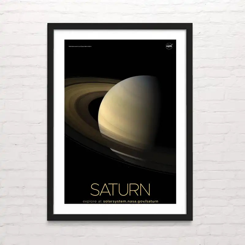 Póster del planeta Saturno con anillos – arte astronómico para decoración. Posterinc.cl