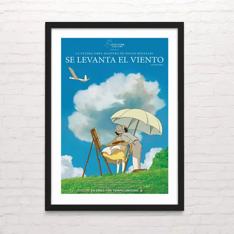 Póster retro de Se levanta el viento – arte Ghibli para decoración mural