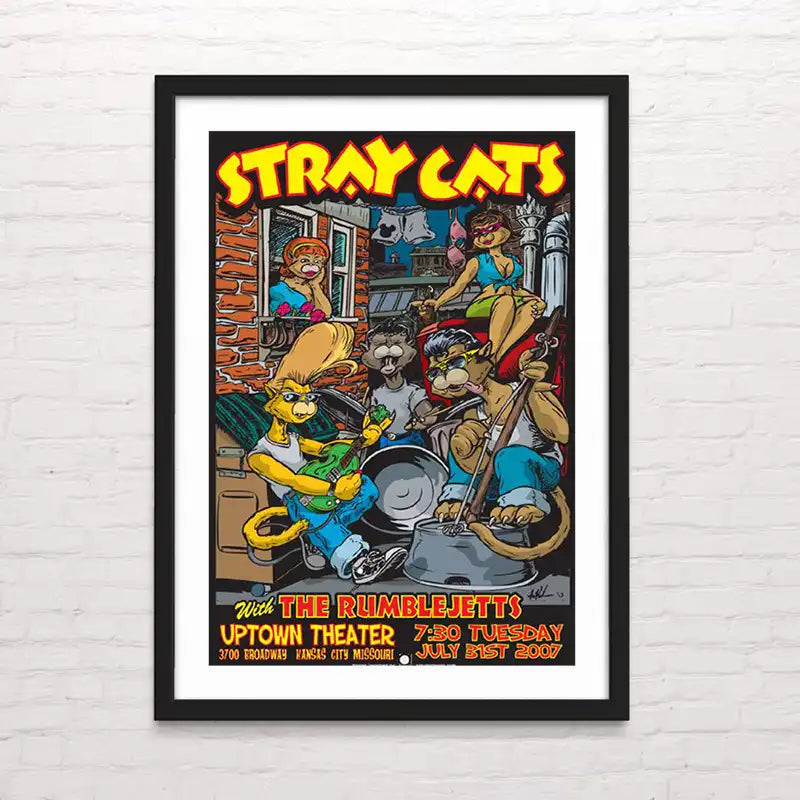 Póster de Stray cats– ilustración con estilo rebelde