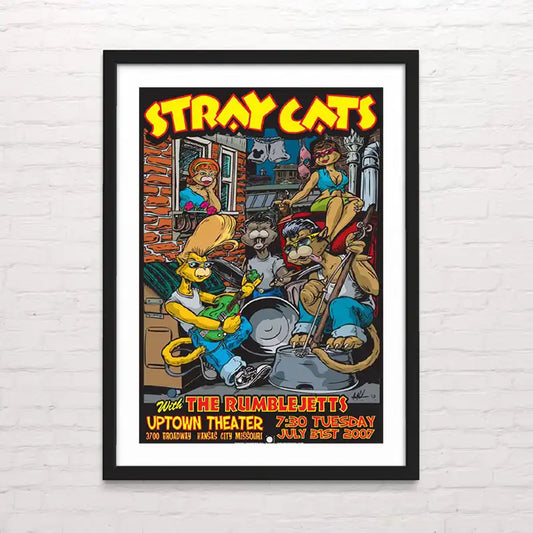 Póster de Stray cats– ilustración con estilo rebelde