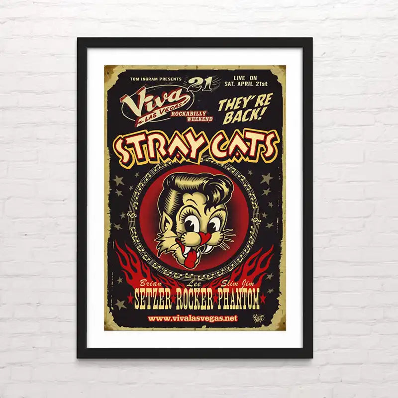 Póster de rock alternativo -Stray cats – ilustración artística detallada