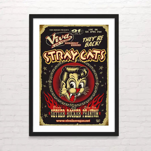 Póster de rock alternativo -Stray cats – ilustración artística detallada