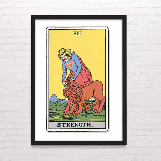 Strenght. Diseño de tarot ilustrado – carta decorativa en alta resolución