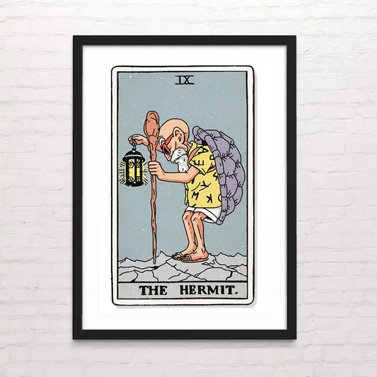 Póster de carta del tarot estilo cómic – impresión en alta calidad. The Hermit. Posterinc.cl
