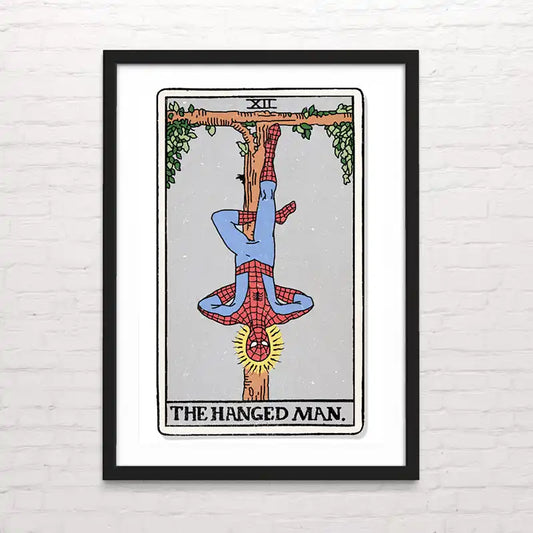 Póster de tarot con estética caricaturesca – impresión premium - The hanged man