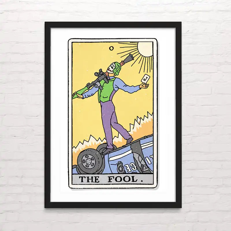 The Fool. Arcano ilustrado en estilo cómic – póster decorativo vibrante. Tarot Comic. Posterinc.cl