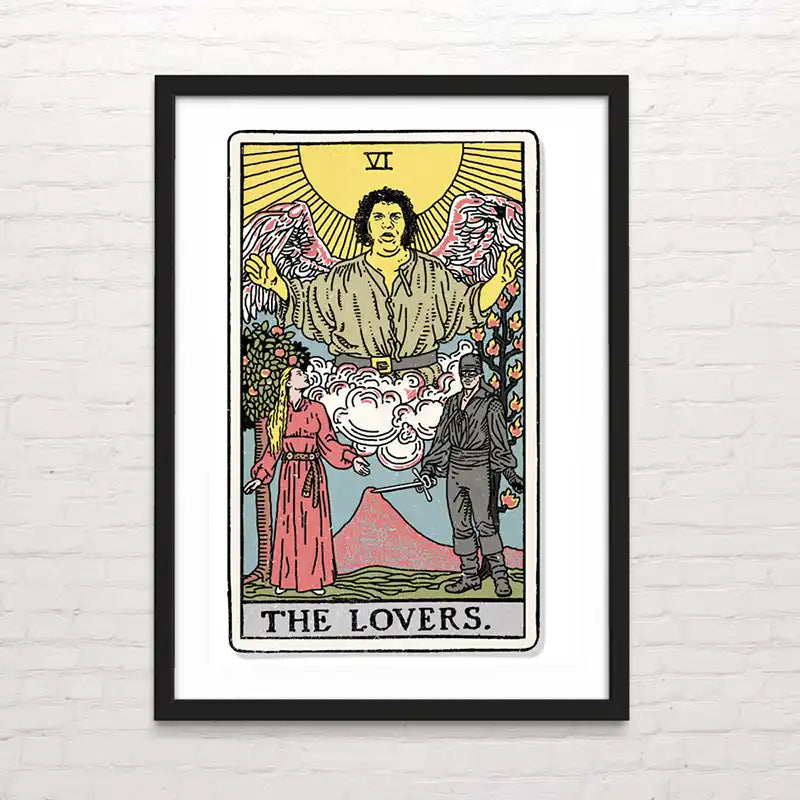 Carta del tarot The lovers reinterpretada en estilo cómic – impresión detallada. Posterinc.cl