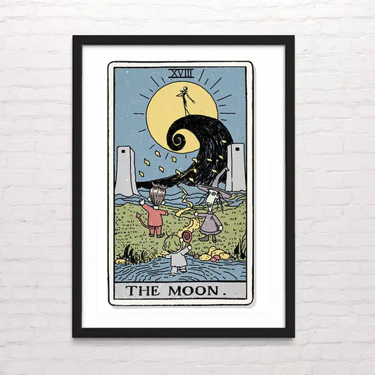 The moon ilustrado en estilo cómic – póster decorativo vibrante. Posterinc.cl