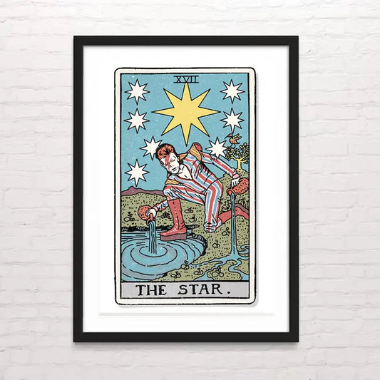 Póster de carta del tarot estilo cómic – impresión en alta calidad. The Star David Bowie