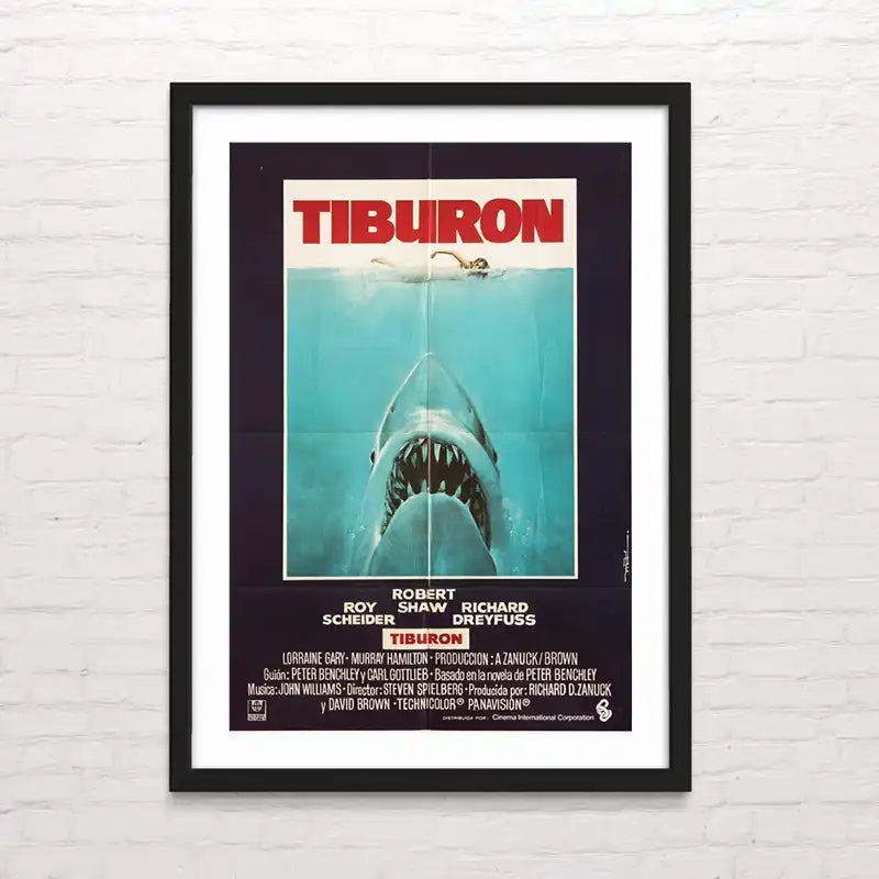 Póster artístico de Tiburon – estilo vintage cinematográfico - Posterinc.cl