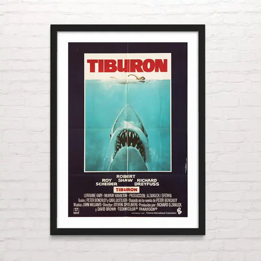 Póster artístico de Tiburon – estilo vintage cinematográfico - Posterinc.cl