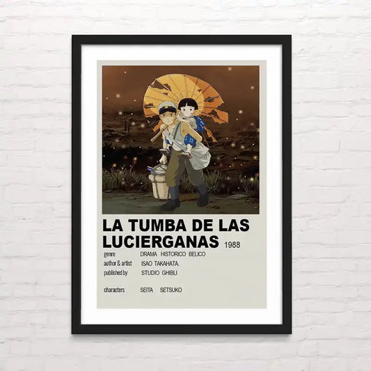 Póster de Tumba de las luciernagas – diseño Ghibli impreso en papel premium