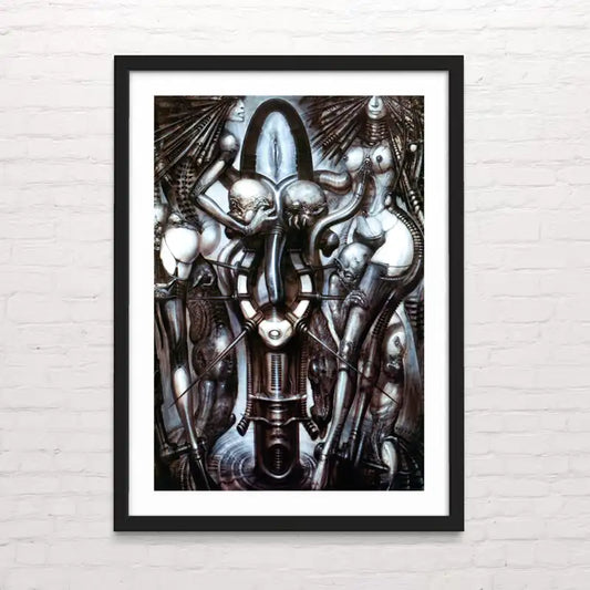 Witches' Dance Arte oscuro futurista tipo Giger – diseño detallado para decoración