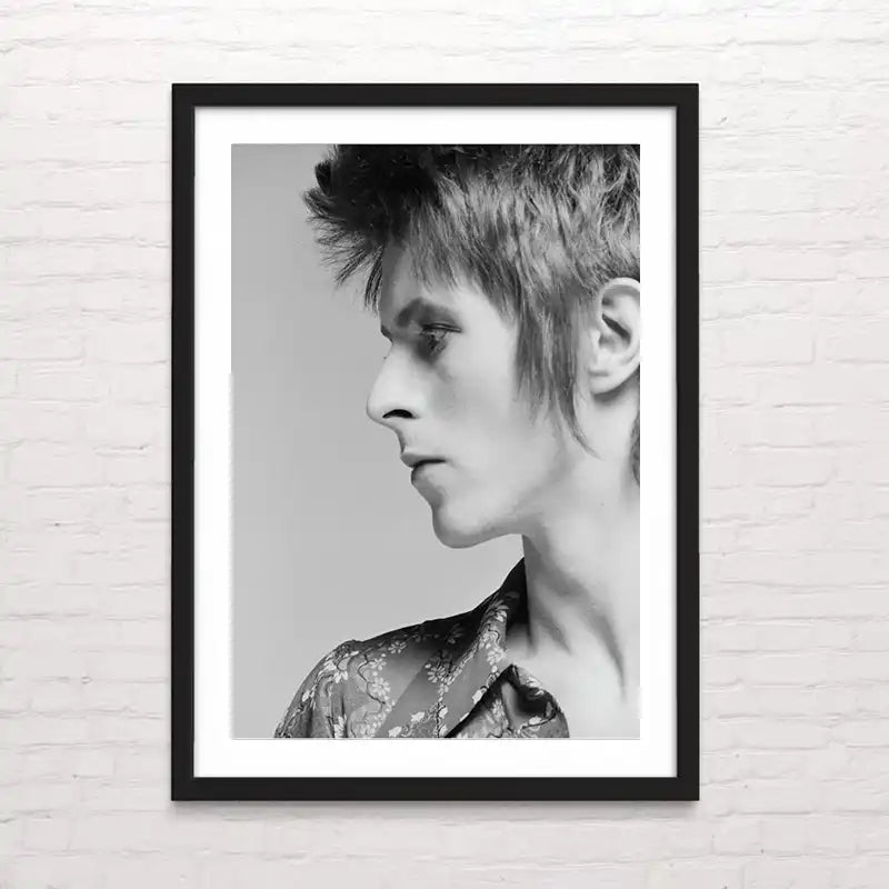 Póster musical de David Bowie en blanco y negro – impresión de alta calidad. posterinc studio