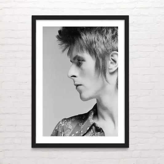Póster musical de David Bowie en blanco y negro – impresión de alta calidad. posterinc studio