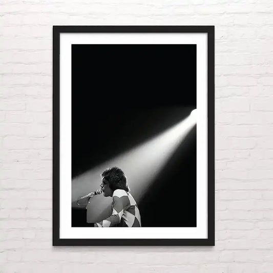 Póster artístico de Freddie Mercury en blanco y negro – Posterinc Studio