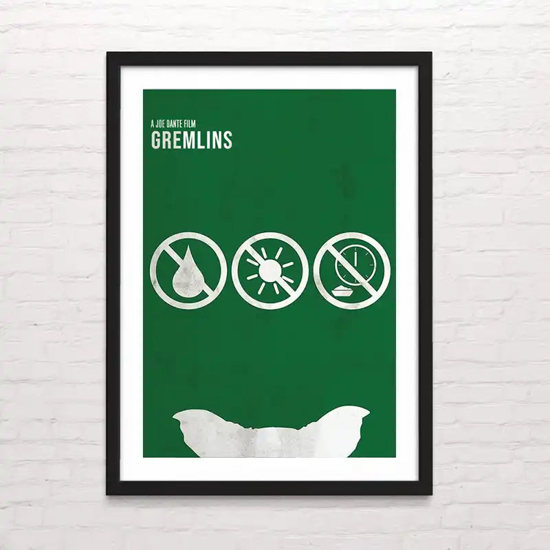 Póster de cine clásico de gremlins – diseño retro impreso
