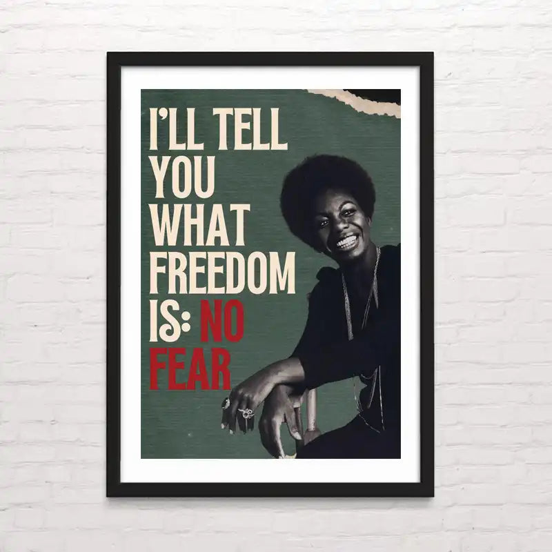 Póster de Nina Simone en tonos sepia. Posterinc.cl