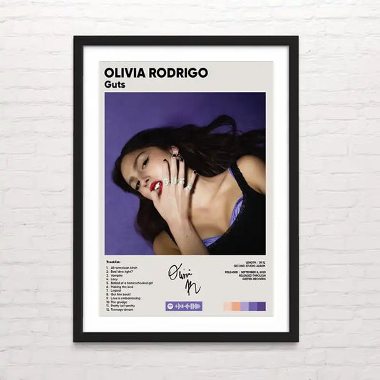 Póster de artista olivia rodrigo ilustración colorida en alta calidad