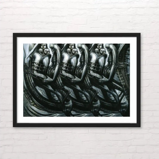 Arte oscuro futurista tipo Giger – diseño detallado para decoración