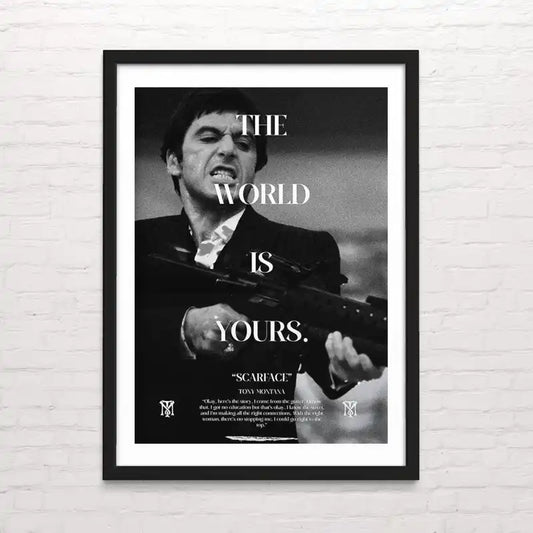 Scarface: The World Is Yours. Póster estilo afiche antiguo – diseño cinematográfico clásico
