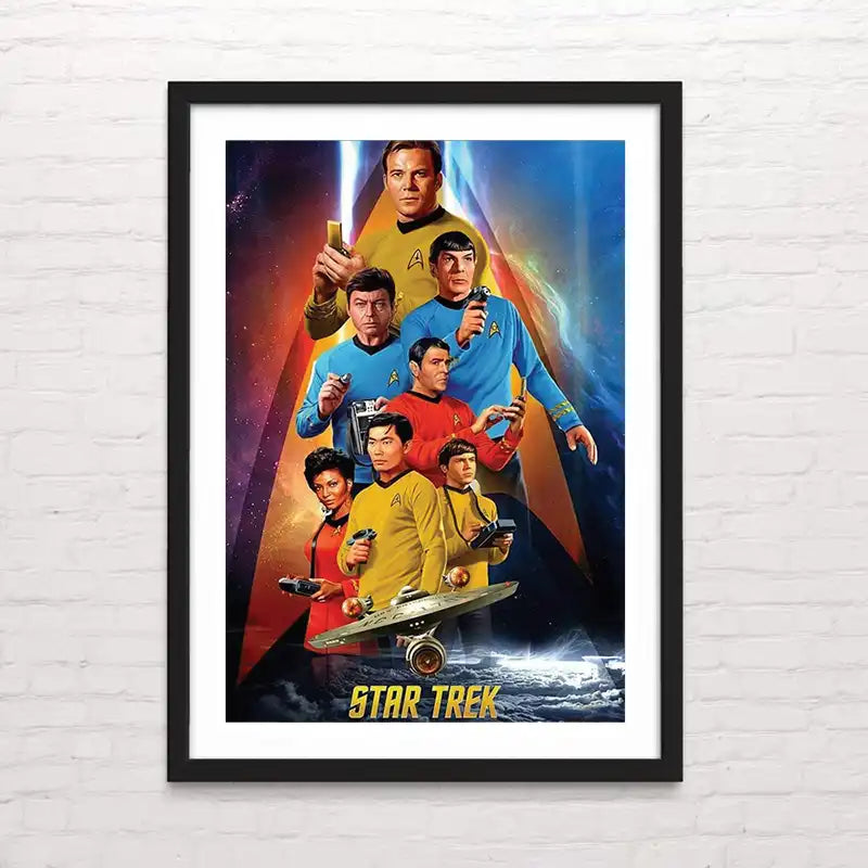 startrek. Ilustración de actores de la era dorada del cine – estilo nostálgico
