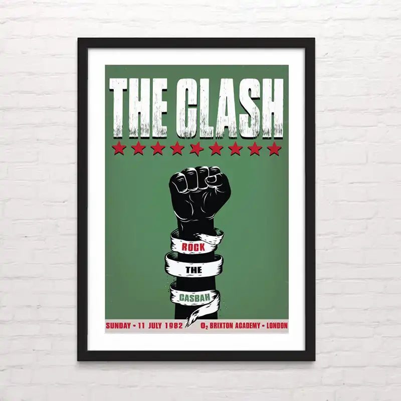 The Clash - Rock the casbah. Póster rock retro – diseño clásico y decorativo