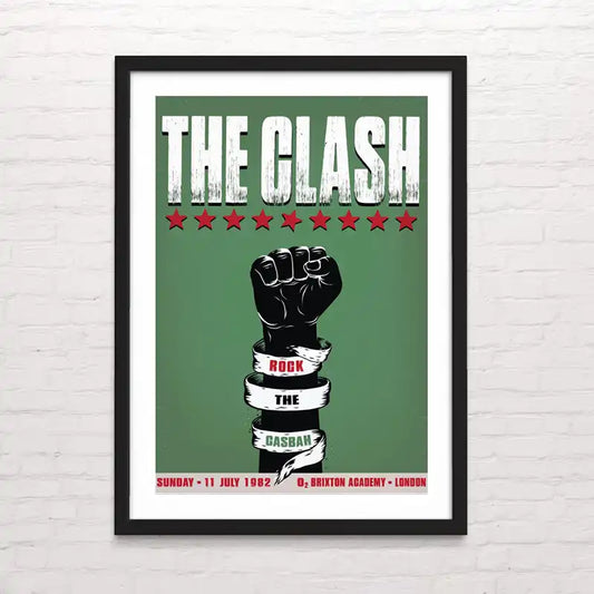 The Clash - Rock the casbah. Póster rock retro – diseño clásico y decorativo